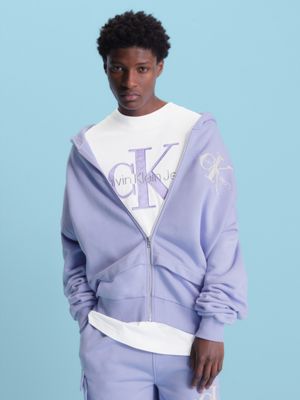 Monogram Zip-Through Hoodie - Luxury Blue