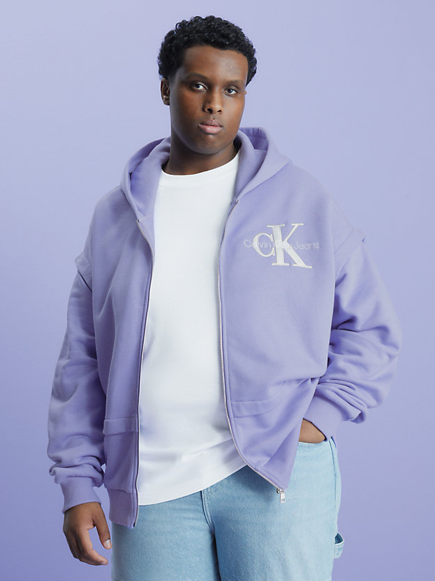 hyacinth hues oversized zip up hoodie for men calvin klein jeans