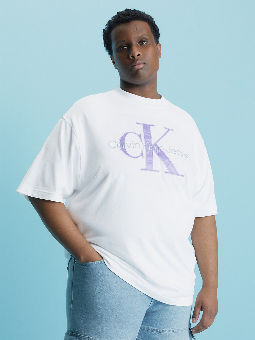 BRIGHT WHITE Relaxed Monogram T-Shirt undefined heren Calvin Klein