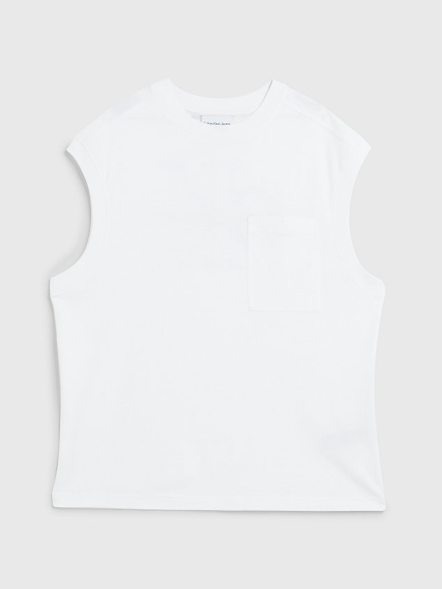 white swobodny top bez rękawów z logo na plecach dla mężczyźni - calvin klein jeans