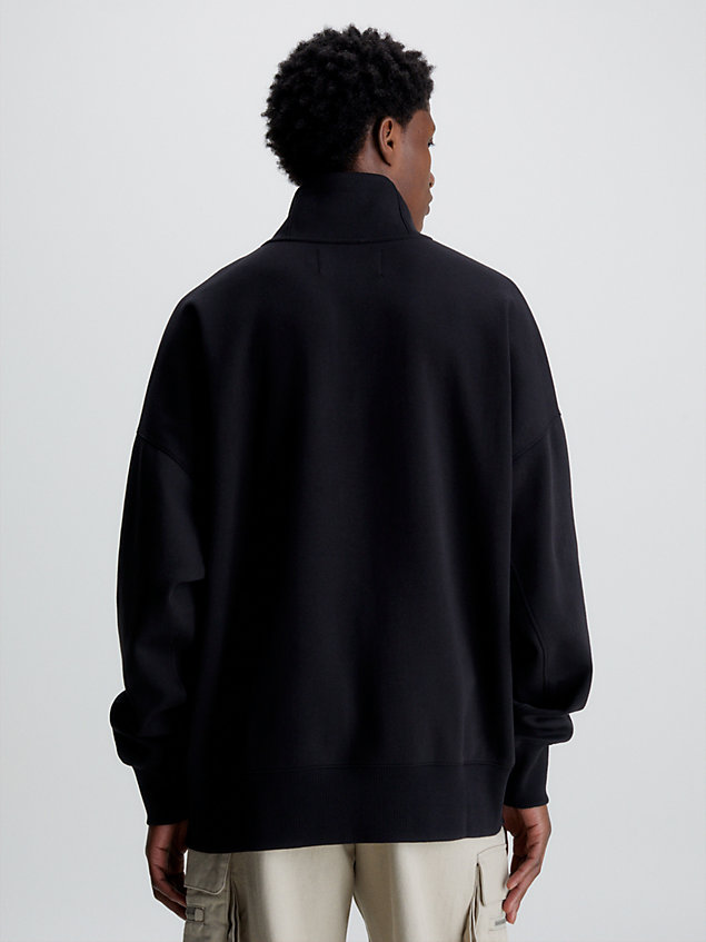 black oversized zip neck sweatshirt for men calvin klein jeans
