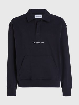 ck black relaxed polo-sweatshirt für herren - calvin klein jeans
