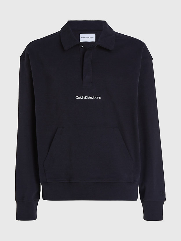 ck black relaxed polo sweatshirt for men calvin klein jeans