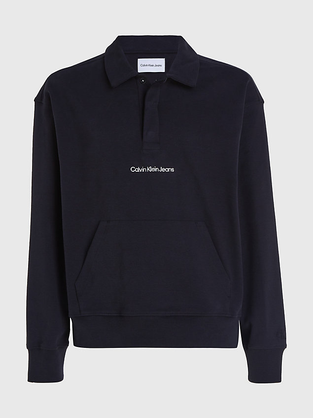 black relaxed polo sweatshirt for men calvin klein jeans