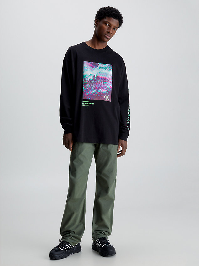 t-shirt a maniche lunghe con stampa fotografica black da uomo calvin klein jeans