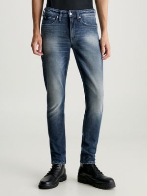 Calvin Klein Jeans SLIM TAPER - Slim fit jeans - dark blue/dark-blue denim  