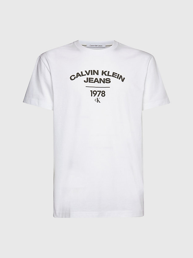 camiseta con logo universitario bright white de hombre calvin klein jeans