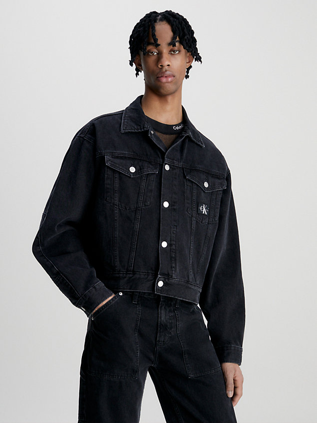 black relaxed denim jacket for men calvin klein jeans