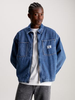 New Calvin Klein Stand Collar Poly Bonded Hipster Jacket Navy Blue Medium  DE1IP