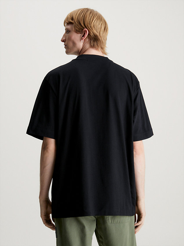 black luźny bawełniany t-shirt z logo dla mężczyźni - calvin klein jeans