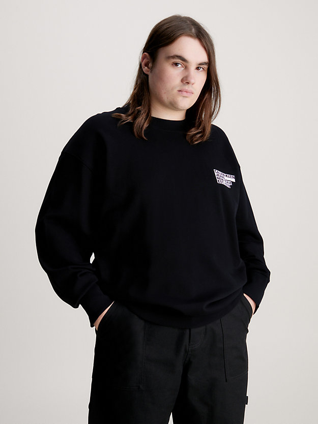 ck black cotton back logo sweatshirt for men calvin klein jeans