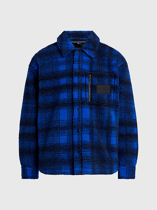 blue sherpa check shirt jacket for men calvin klein jeans