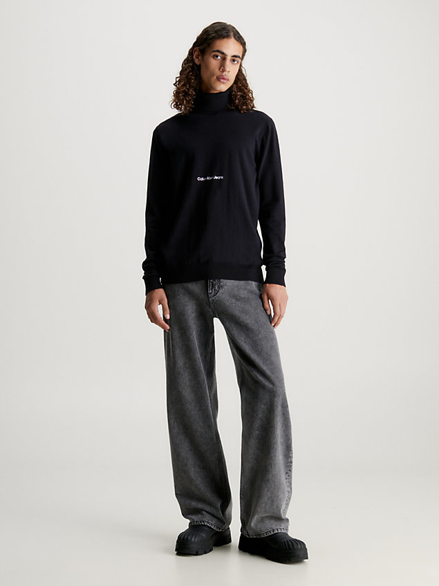 black bawełniany sweter z golfem dla mężczyźni - calvin klein jeans
