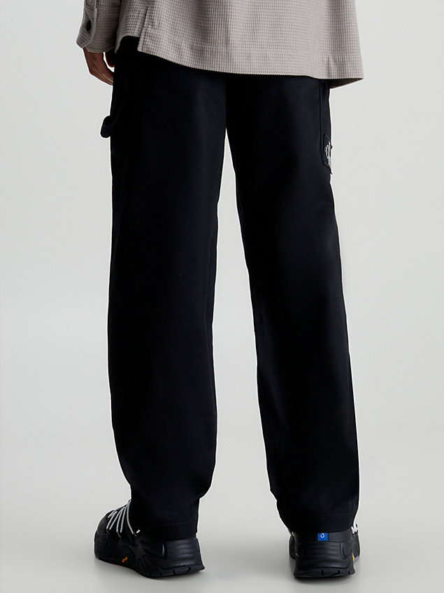 black straight canvas utility trousers for men calvin klein jeans
