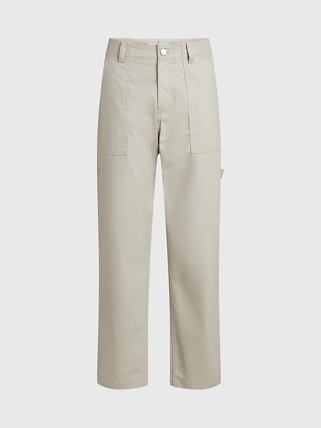 plaza taupe straight canvas utility trousers for men calvin klein jeans