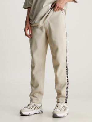 Calvin Klein Jeans - Pale Beige Cotton Logo Joggers