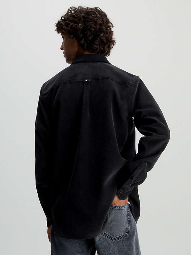 camicia di velluto a coste black da uomo calvin klein jeans
