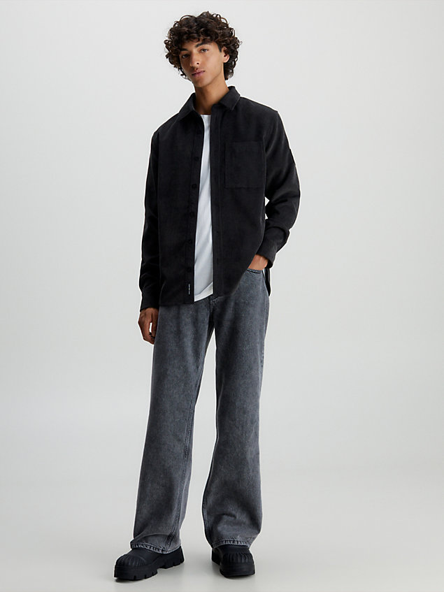 camicia di velluto a coste black da uomo calvin klein jeans