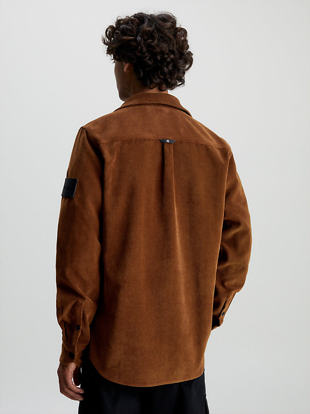 brown sztruksowa koszula dla mężczyźni - calvin klein jeans
