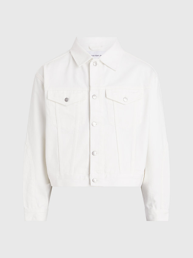 white kurtka jeansowa o pudełkowym kroju dla mężczyźni - calvin klein jeans