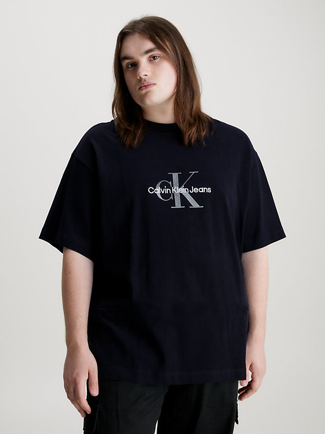 t-shirt en coton avec monogramme black pour hommes calvin klein jeans