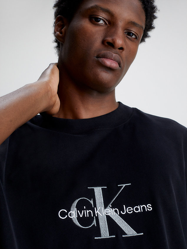black cotton monogram t-shirt for men calvin klein jeans