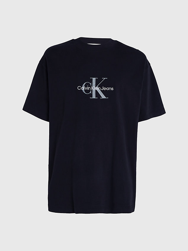 black cotton monogram t-shirt for men calvin klein jeans