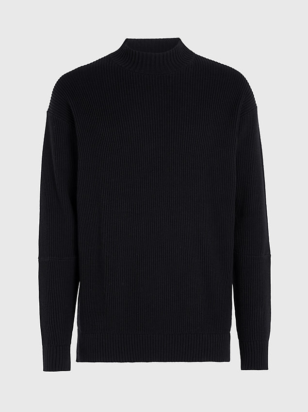 maglione in cotone monogramma black da uomo calvin klein jeans