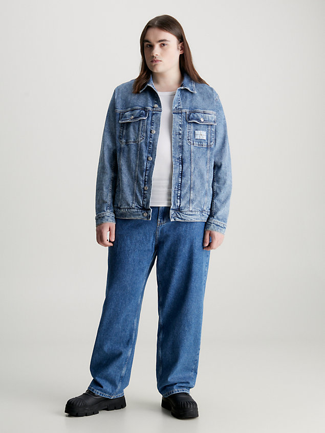 blue plus size 90's denim jacket for men calvin klein jeans