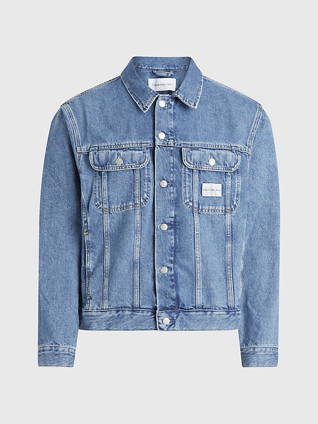 blue plus size 90's denim jacket for men calvin klein jeans