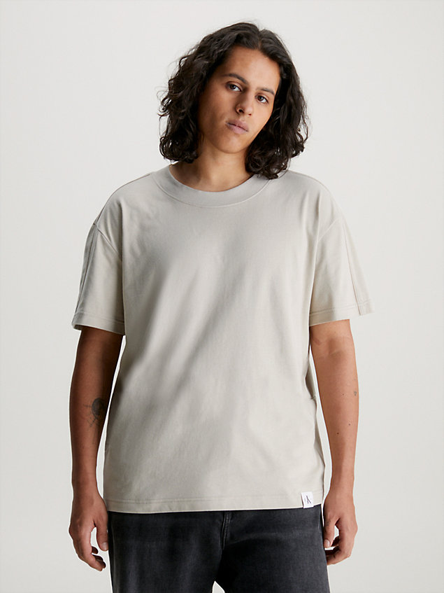 t-shirt en coton beige pour hommes calvin klein jeans