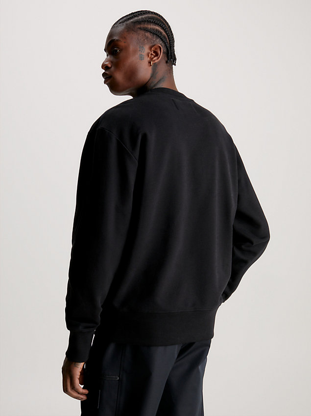 black sweatshirt aus baumwoll-frottee für herren - calvin klein jeans