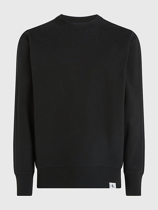 black cotton terry sweatshirt for men calvin klein jeans