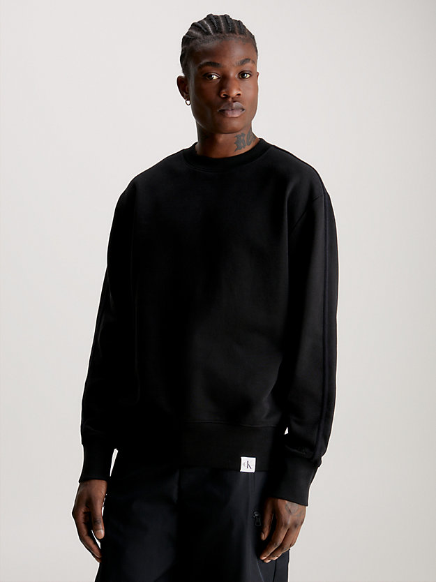 ck black cotton terry sweatshirt for men calvin klein jeans