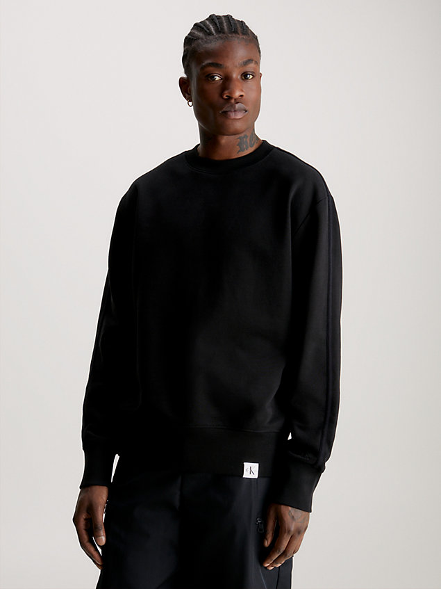 black sweatshirt van badstofkatoen voor heren - calvin klein jeans