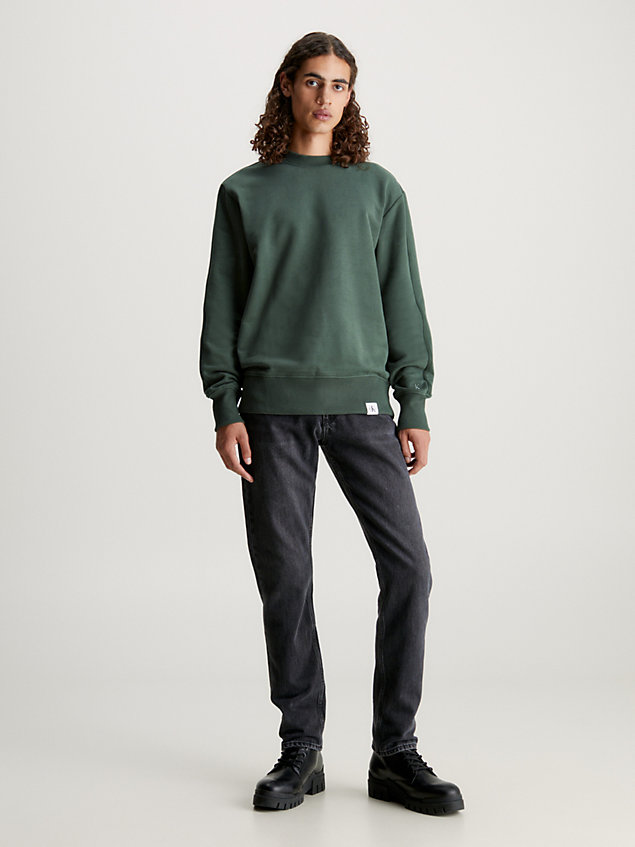 green sweatshirt van badstofkatoen voor heren - calvin klein jeans