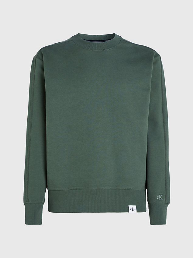 green sweatshirt aus baumwoll-frottee für herren - calvin klein jeans