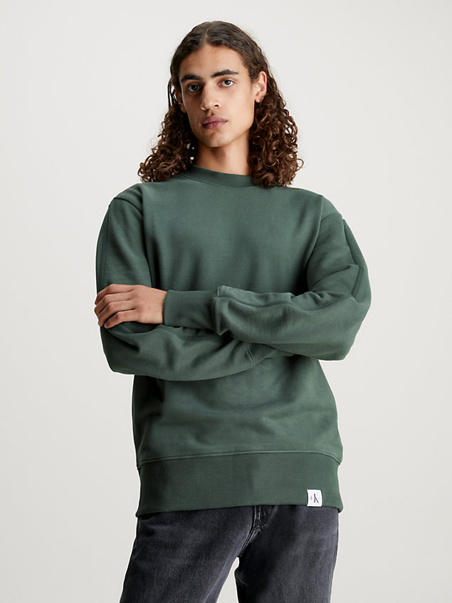 green cotton terry sweatshirt for men calvin klein jeans