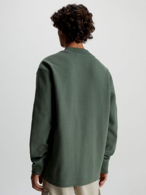 thyme lässiges waffle-langarmshirt für herren - calvin klein jeans