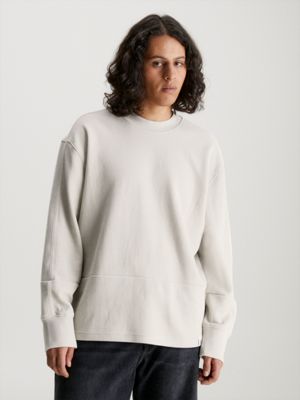 Calvin Klein Jeans Waffle Badge Long Sleeve T-Shirt, Plaza Taupe