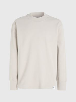 plaza taupe lässiges waffle-langarmshirt für herren - calvin klein jeans
