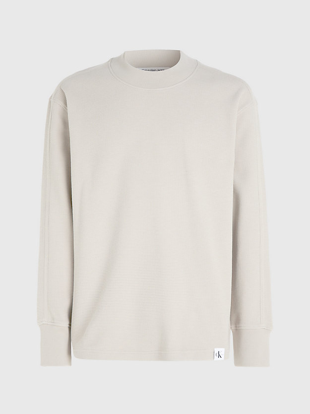 plaza taupe relaxed long sleeve waffle t-shirt for men calvin klein jeans