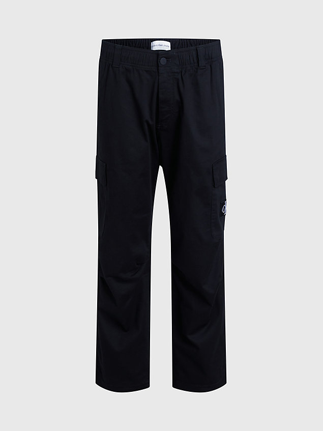 black cotton twill cargo pants for men calvin klein jeans