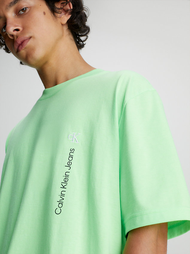 t-shirt in misto cotone oversize green da uomo calvin klein jeans
