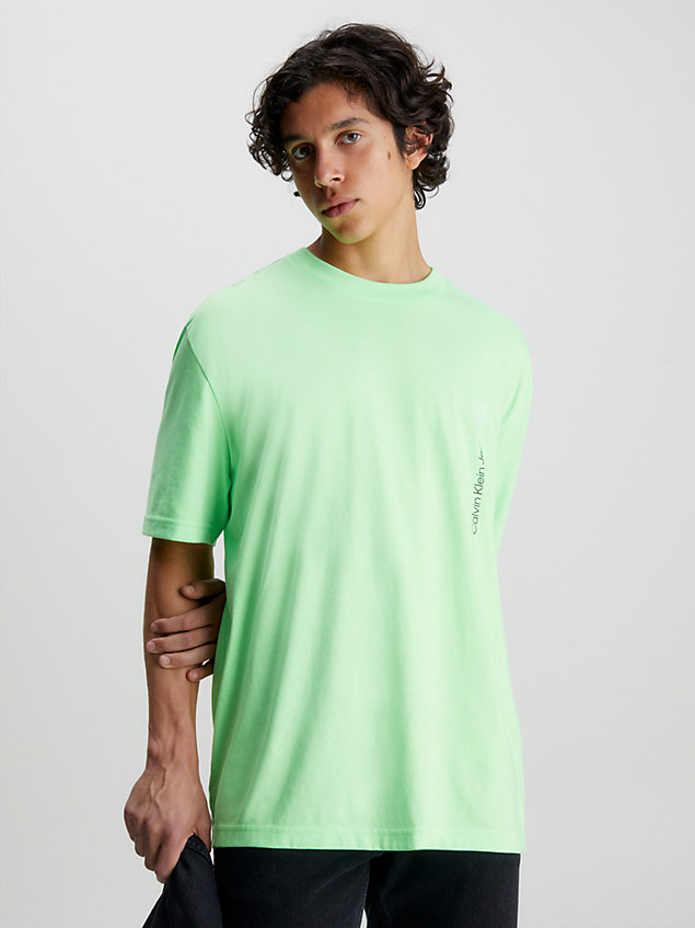 green oversized t-shirt aus baumwoll-mix für herren - calvin klein jeans