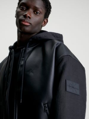 Faux Leather Hooded Bomber Jacket Calvin Klein® | J30J324597BEH
