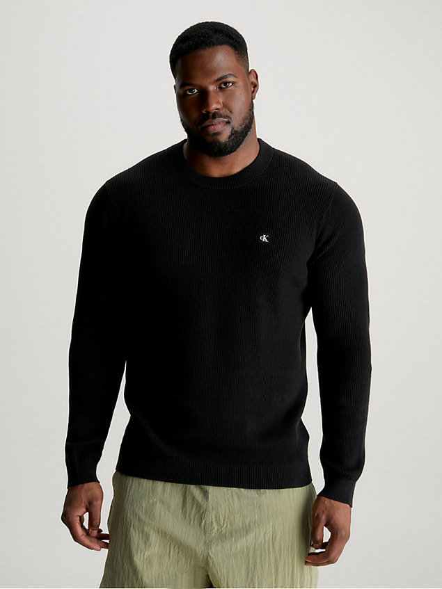 black sweter z bawełny ściągaczowej dla mężczyźni - calvin klein jeans