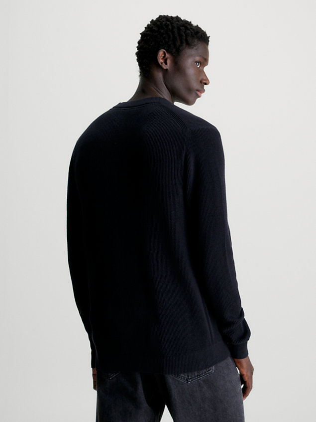 maglione in cotone a costine black da uomo calvin klein jeans