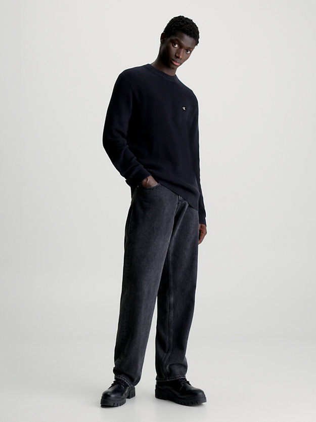 ck black ribbed cotton jumper for men calvin klein jeans
