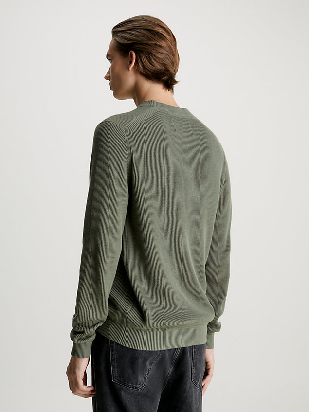 maglione in cotone a costine green da uomo calvin klein jeans